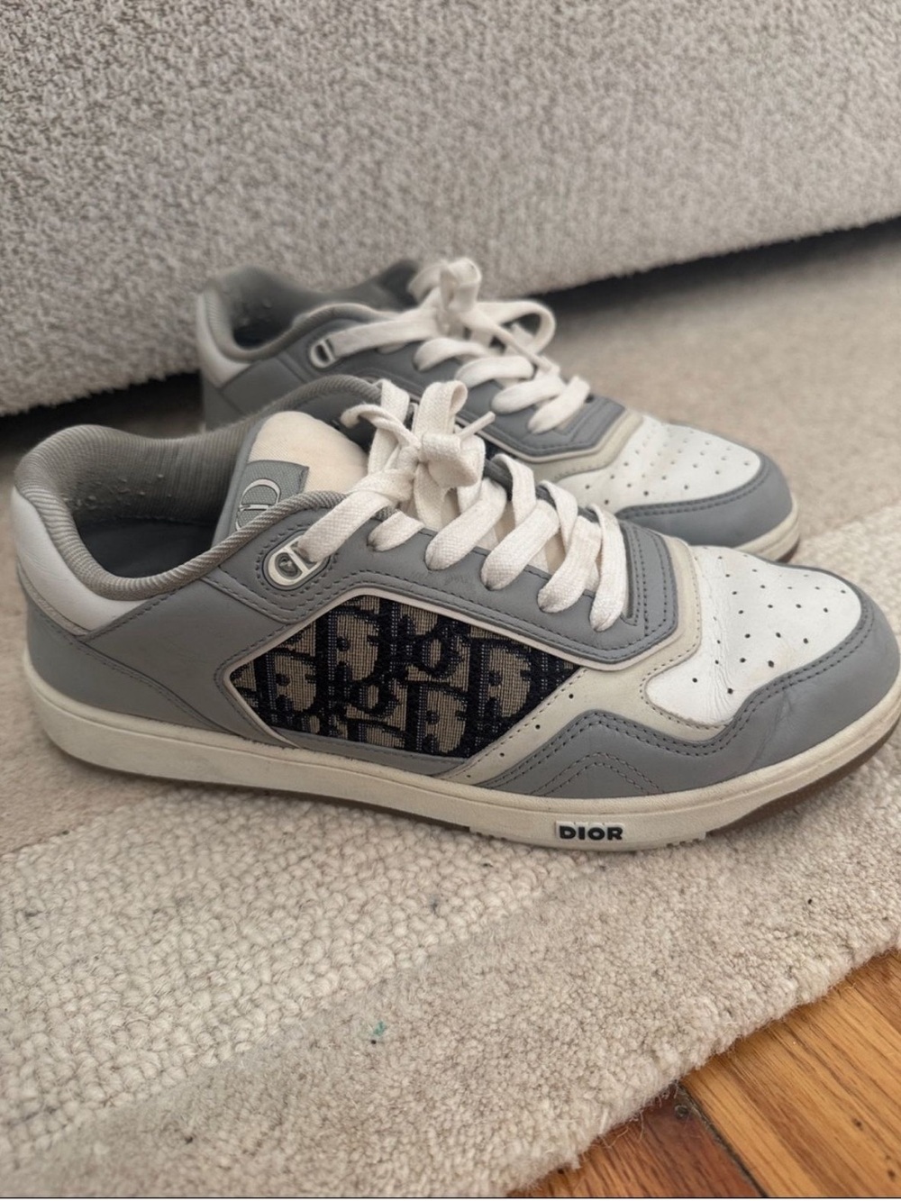 Dior Grey, White & Navy Oblique Low-Top Sneakers